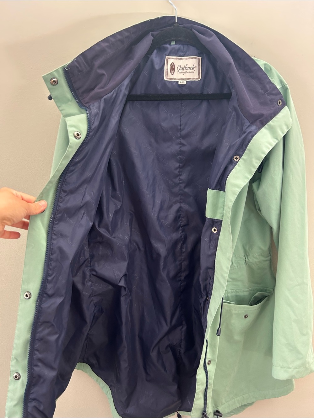 Outback Trading Co Mint Green Waterproof Rain Mint Teal Anorak Hooded Jacket - Picture 11 of 13